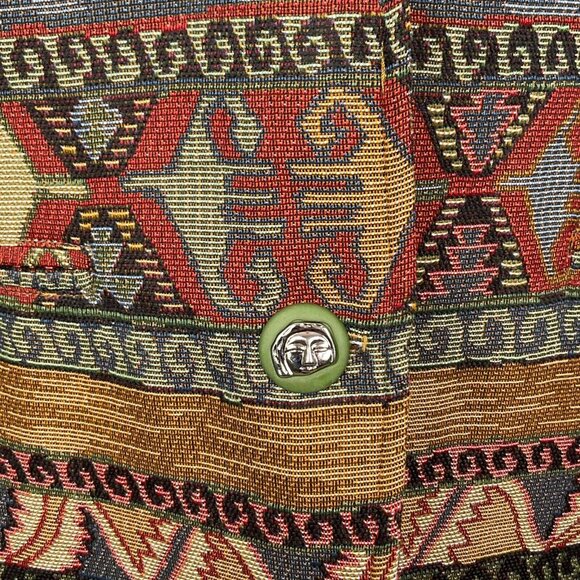 Ascente Sport Blazer Women Medium Red Green Tapestry‎ Aztec Southwestern USA VTG - Picture 3 of 13